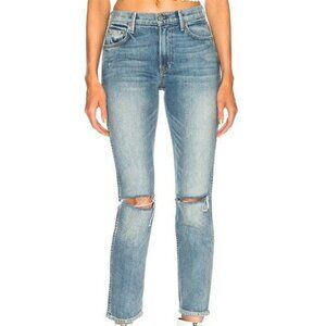 GRLFRND Naomi Mid Rise Straight Leg Distressed Knee Jeans I Will Survive Size 30